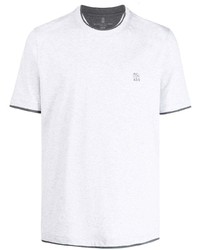 Brunello Cucinelli Logo Embroidery Cotton T Shirt