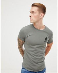 Gym King Longline Fitted T Shirt In Castor Grey