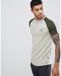 Ascend Muscle Fit Panelled Raglan T Shirt With Curved Hem