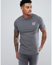 11 Degrees Muscle Fit T Shirt In Grey With Logo
