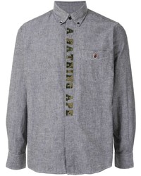 Grey Embroidered Dress Shirt