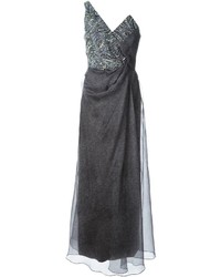 Grey Embroidered Evening Dress