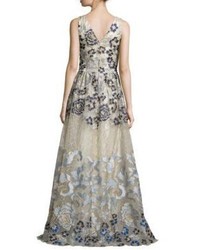 David Meister Embroidered Ball Gown