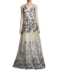 David Meister Embroidered Ball Gown
