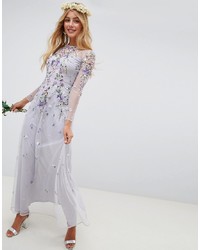 ASOS DESIGN Long Sleeve Pretty Embroidered Maxi Dress