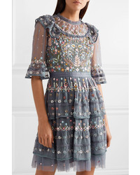Needle & Thread Paradise Tiered Embroidered Tulle Dress
