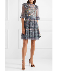 Needle & Thread Paradise Tiered Embroidered Tulle Dress
