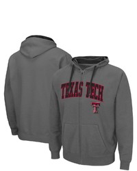 Colosseum Charcoal Texas Tech Red Raiders Arch Logo 20 Full Zip Hoodie At Nordstrom