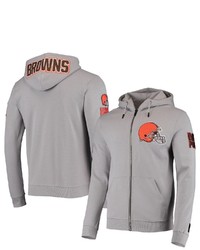 PRO STANDARD Gray Cleveland Browns 4 Hit Full Zip Hoodie