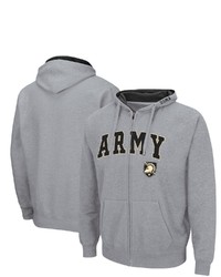 Colosseum Heathered Gray Army Black Knights Arch Logo 30 Full Zip Hoodie