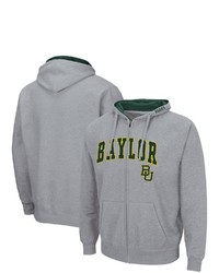 Colosseum Heathered Gray Baylor Bears Arch Logo 30 Full Zip Hoodie