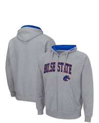 Colosseum Heathered Gray Boise State Broncos Arch Logo 30 Full Zip Hoodie