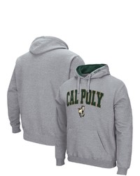 Colosseum Heathered Gray Cal Poly Mustangs Arch And Logo Pullover Hoodie