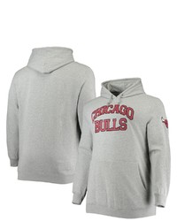 Mitchell & Ness Heathered Gray Chicago Bulls Hardwood Classics Big Tall Throwback Pullover Hoodie In Heather Gray At Nordstrom