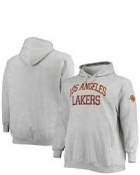Mitchell & Ness Heathered Gray Los Angeles Lakers Hardwood Classics Big Tall Throwback Pullover Hoodie In Heather Gray At Nordstrom