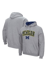 Colosseum Heathered Gray Michigan Wolverines Arch Logo 30 Pullover Hoodie