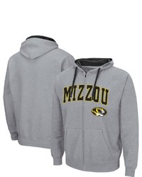 Colosseum Heathered Gray Missouri Tigers Arch Logo 20 Full Zip Hoodie In Heather Gray At Nordstrom