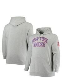 Mitchell & Ness Heathered Gray New York Knicks Hardwood Classics Big Tall Throwback Pullover Hoodie In Heather Gray At Nordstrom
