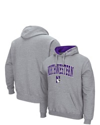 Colosseum Heathered Gray Northwestern Wildcats Arch Logo 30 Pullover Hoodie
