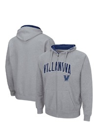 Colosseum Heathered Gray Villanova Wildcats Arch Logo 30 Full Zip Hoodie