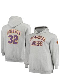Mitchell & Ness Magic Johnson Heathered Gray Los Angeles Lakers Big Tall Name Number Pullover Hoodie In Heather Gray At Nordstrom
