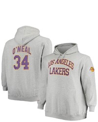 Mitchell & Ness Shaquille Oneal Heathered Gray Los Angeles Lakers Big Tall Name Number Pullover Hoodie In Heather Gray At Nordstrom