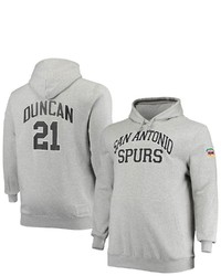 Mitchell & Ness Tim Duncan Heathered Gray San Antonio Spurs Big Tall Name Number Pullover Hoodie In Heather Gray At Nordstrom