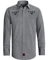 Grey Embroidered Long Sleeve Shirt