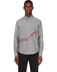 Band Of Outsiders Grey Oxford Graph Embroidered Shirt