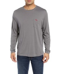 Grey Embroidered Long Sleeve T-Shirt