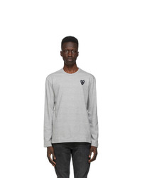 Comme Des Garcons Play Grey Layered Double Heart Long Sleeve T Shirt