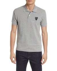 Comme Des Garcons Play Double Heart Pique Polo In Grey At Nordstrom