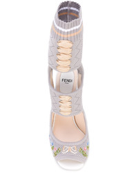 Fendi Floral Embroidered Knit Sandals