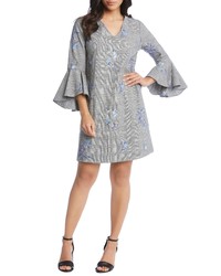 Grey Embroidered Shift Dress