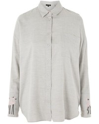 Topshop Embroidered Flamingo Pattern Shirt