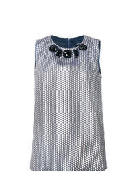 Grey Embroidered Sleeveless Top