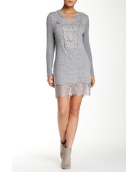 Lulu Embroidered Front Lace Hem Long Sleeve Sweater