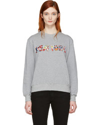 MSGM Grey Embroidered New York Pullover