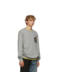 Acne Studios Acne S Grey Melange Forba Animal Embroidered Sweater