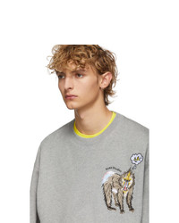 Acne Studios Acne S Grey Melange Forba Animal Embroidered Sweater