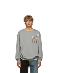 Acne Studios Acne S Grey Melange Forba Animal Embroidered Sweater