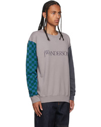JW Anderson Grey Check Colorblock Sweatshirt
