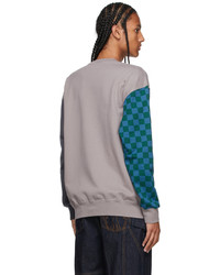 JW Anderson Grey Check Colorblock Sweatshirt