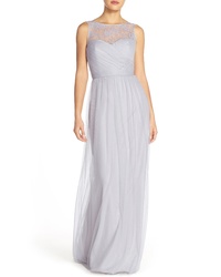 Amsale Chandra Illusion Yoke Lace Tulle Gown