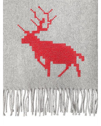 DSQUARED2 Deer Embroidered Wool Cashmere Scarf