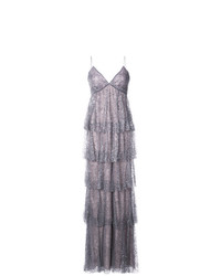 Marchesa Notte Glitter Detail Layered Dress