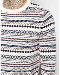 Asos Brand Lambswool Rich Sweater In Multi Fairisle Pattern