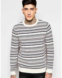 Asos Brand Lambswool Rich Sweater In Multi Fairisle Pattern