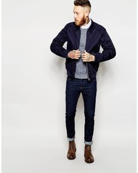 Asos Brand Lambswool Rich Sweater With Fairisle Sleeves