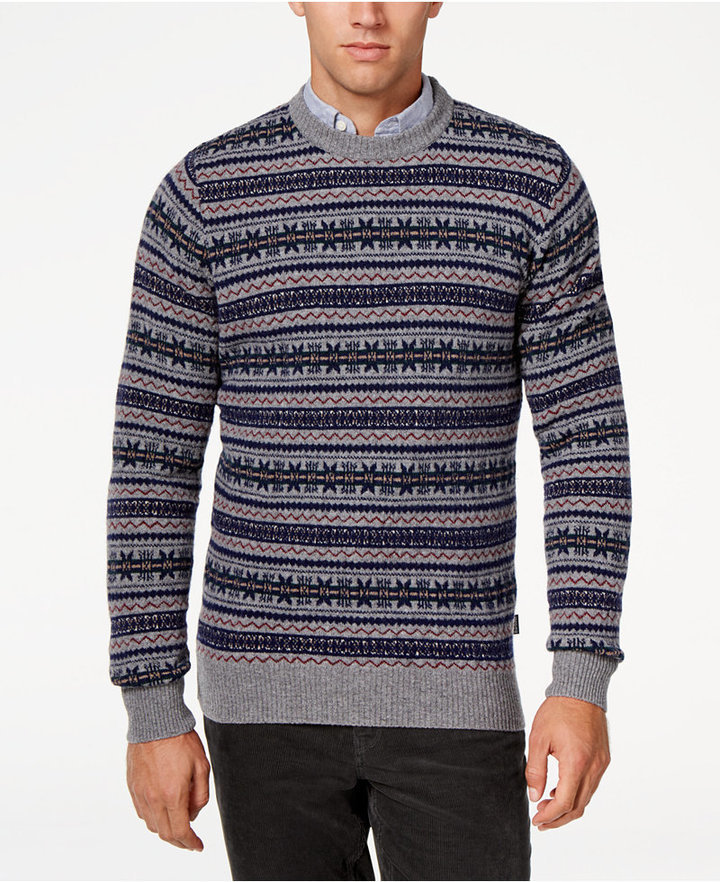 Barbour Harvard Fair Isle Crew Neck Sweater, $169 | Macy's | Lookastic.com